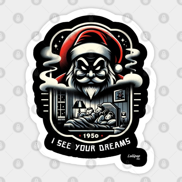 Midnight Beholder's Naughty Santa List - A Xmas December Claus Sticker by LollipopINC